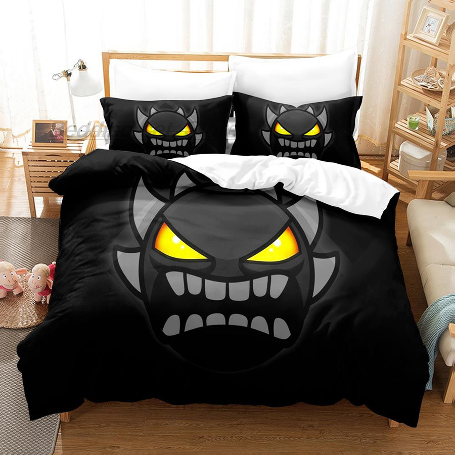 Geometry Dash Bettwäscheset mit 3D-Druck für Kinder und Erwachsene, Bettbezugset, B/H: 150 x 200 cm - Bild 1