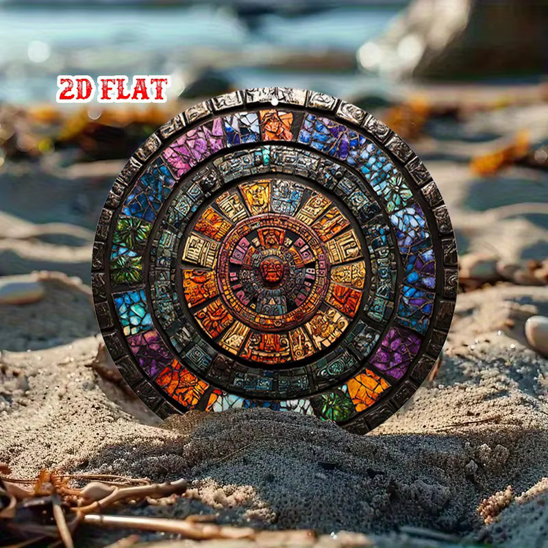 Potdemiel Aluminium-Wandkunst Aztekischer Kalender Rund, Multicolour, Durchmesser: 20 cm - Bild 4
