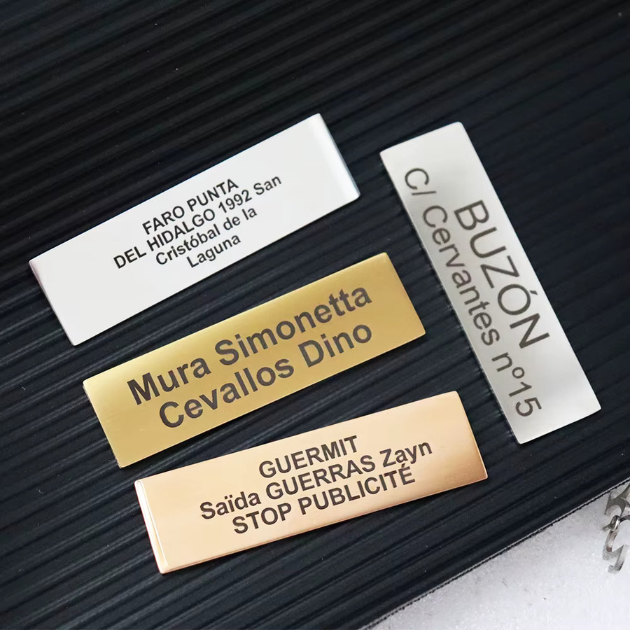 Personalisiertes Briefkastenschild aus Edelstahl in Silber, selbstklebendes Namensschild mit individuellem Text, Breite: 7 cm, Höhe: 2 cm - Bild 5