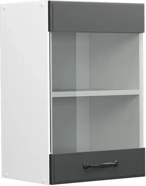 Vicco R-Line Küchenglasschrank Glashängeschrank im Landhausstil, Anthrazitgrau und Weiß, B: 40 cm, H: 60 cm, T: 31 cm - Bild 1
