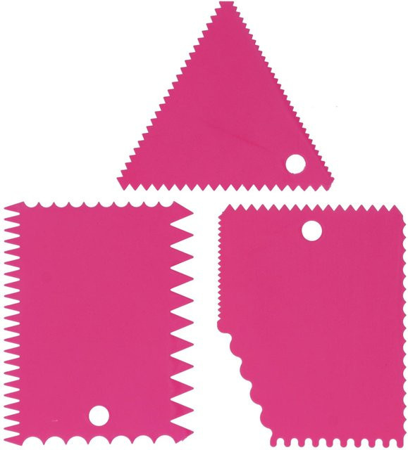 CosyHome 3er-Set Kuchencreme-Schaber und Teigschneider aus Kunststoff in Rosa und Rot, spülmaschinenfest - Bild 1