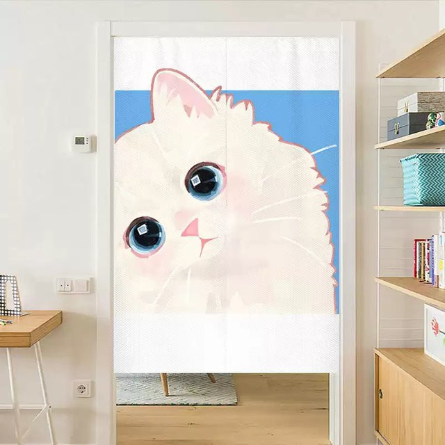 VIKAMA Katzen-Türvorhang mit Tiermotiv, halbtransparenter Trennvorhang für Küche, Bad oder Schlafzimmer, B: 120 cm, H: 180 cm - Bild 1