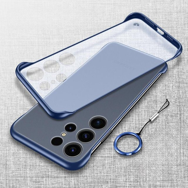 Samsung S26 Ultra Plus Handyhülle aus mattem PC mit Ringabdeckung, transparent/blau, Rahmenloses Design - Bild 1