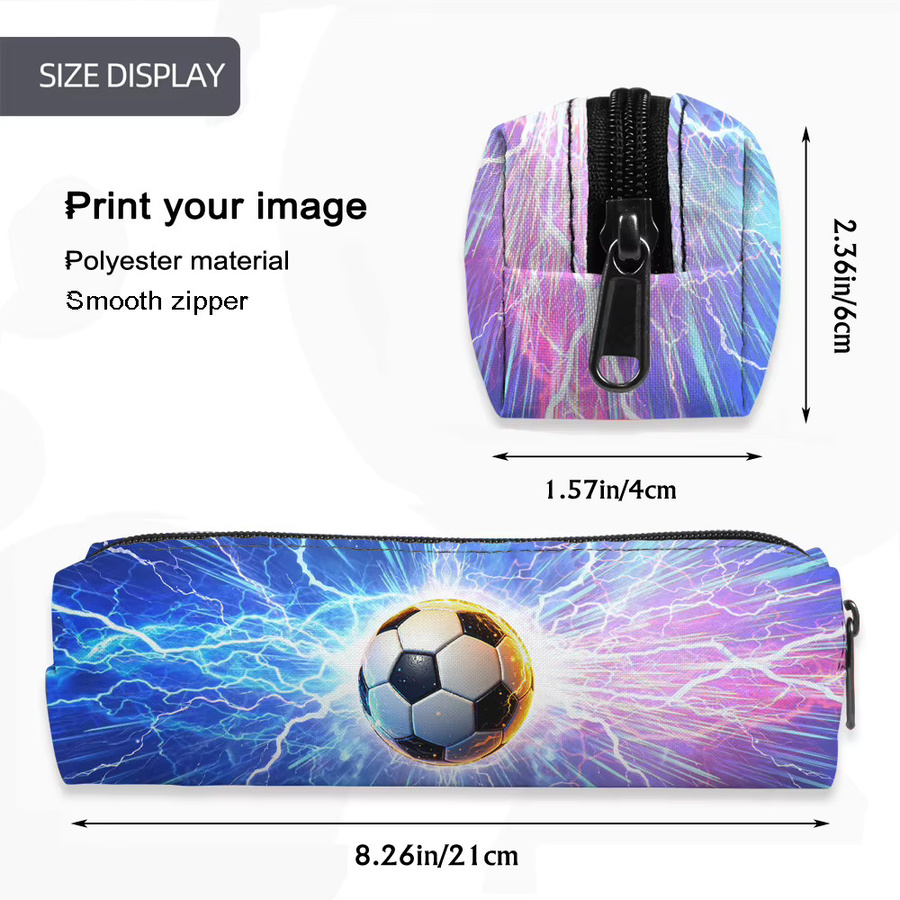 Fußball-Federmäppchen mit Farbspritzer-Motiv in Multicolour aus Polyester für Schule und Büro - Bild 1