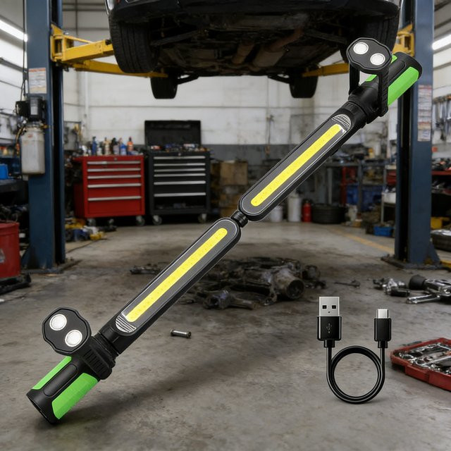 Tragbare magnetische LED-Arbeitsleuchte in Schwarz, wiederaufladbare LED-Bar für professionelle Reparaturarbeiten und Notfälle - Bild 1