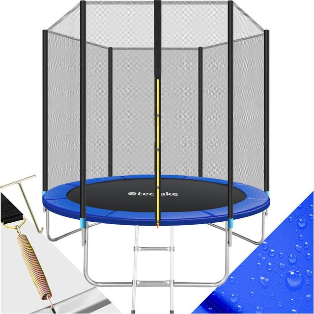 tectake Trampolin Ø 244 cm GS zertifiziert mit Randabdeckung und Einstiegsleiter - Bild 1