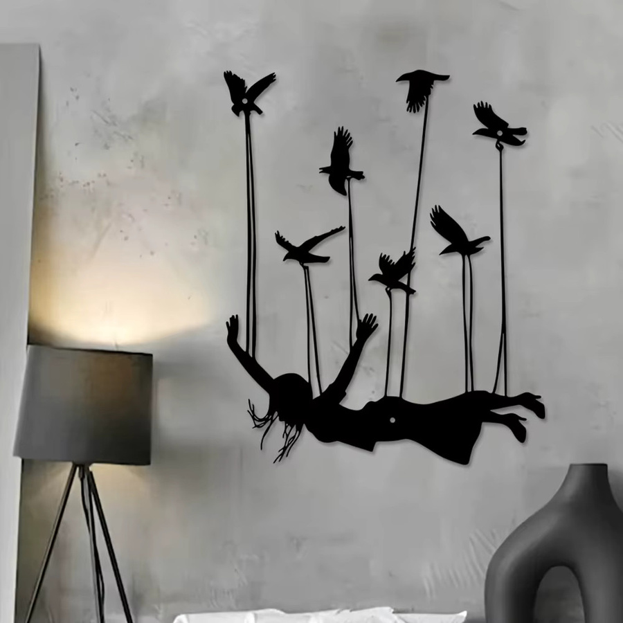 CIFBUY Metall-Wandkunst Fliegendes Mädchen 3D-Eisenskulptur für Innen- und Außenbereich - Bild 4