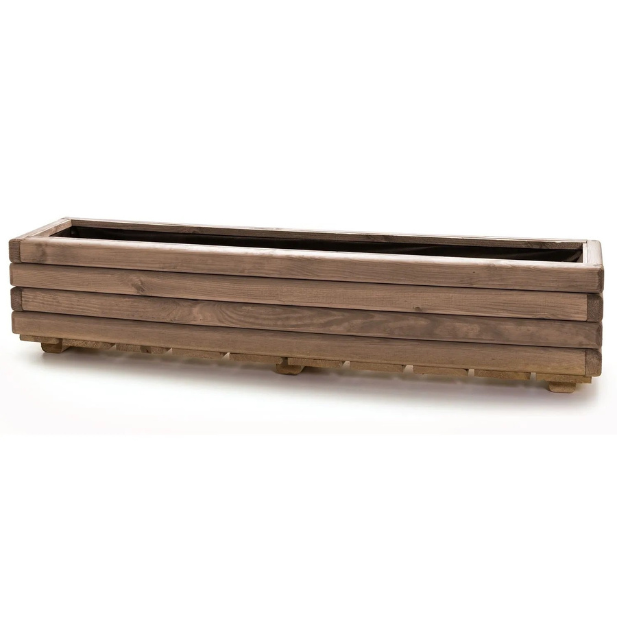 HolzFee Blumenkasten Akzent aus Kiefer, Dunkelbraun, B/T/H: 118 x 25 x 25 cm - Bild 2