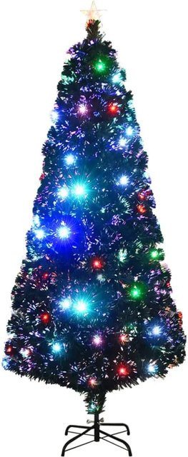 vidaXL Weihnachtsbaum mit Glasfaser-Beleuchtung und Ständer, Grün, Höhe: 210 cm - Bild 1