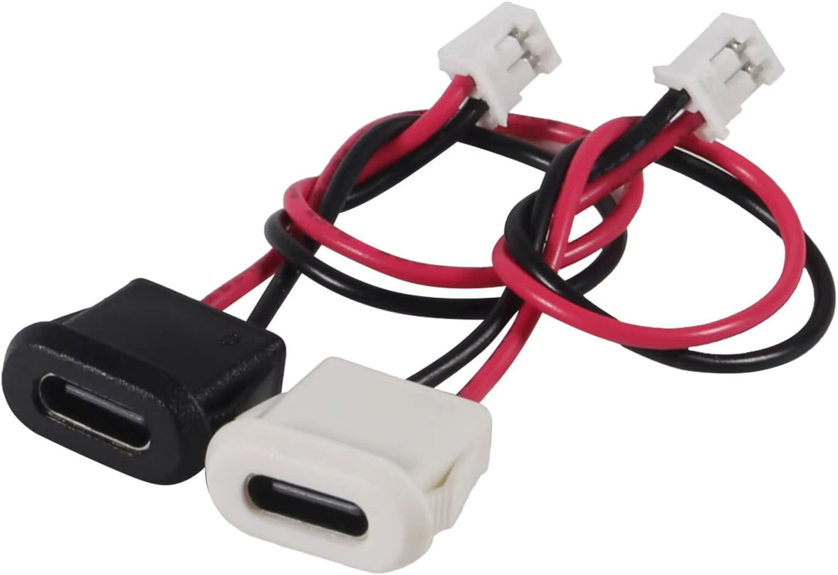 AOKIN 20er Set USB-C Weibliche Chassis Stecker mit 2P Direkt Crimp Jack als wasserdichte Ladeport Verlängerung in Multicolour - Bild 1