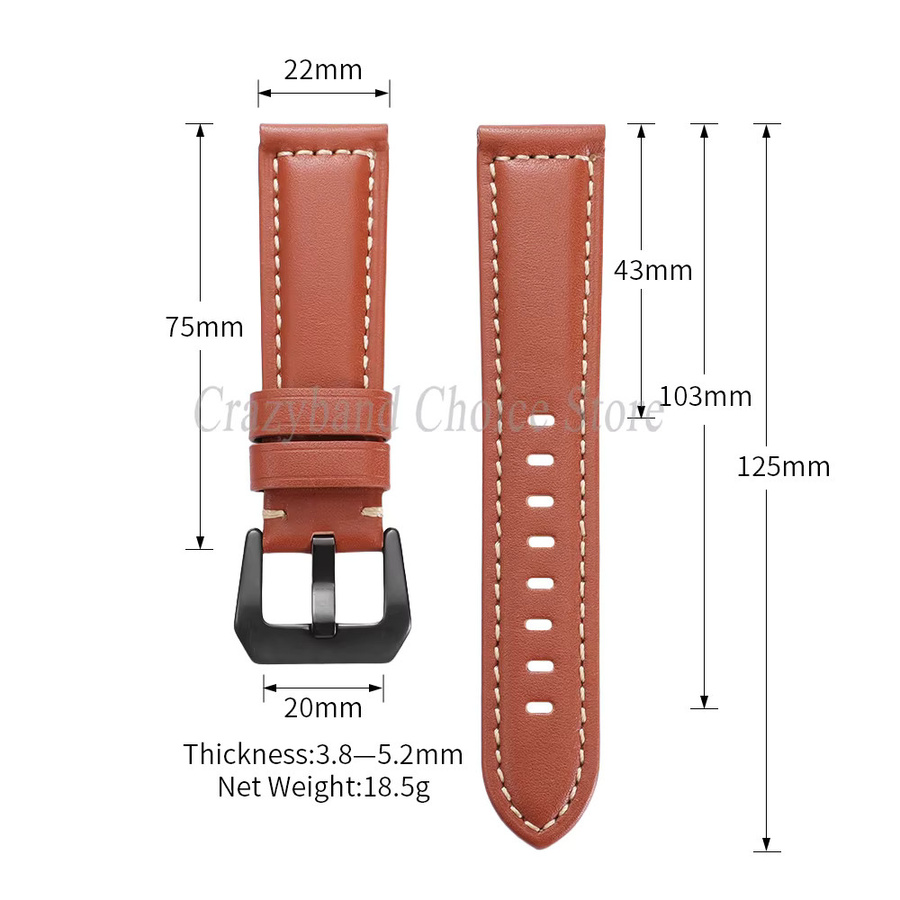 crazyband Uhrenarmband Rindsleder, Braun, Schwarz, Unisex - Bild 3