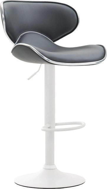 DELUKE Barhocker FAMIR Barstuhl aus Kunstleder in Grau und Weiß mit Lehne, B/T/H: 46 x 49 x 88 cm - Bild 1