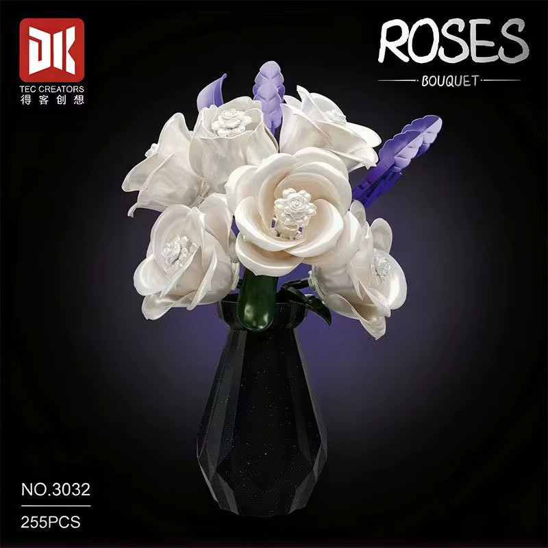 Weiße und Schwarz Gold Rosen Bausteine, Desktop Ornament, 255 Teile, ab 14 Jahren - Bild 2