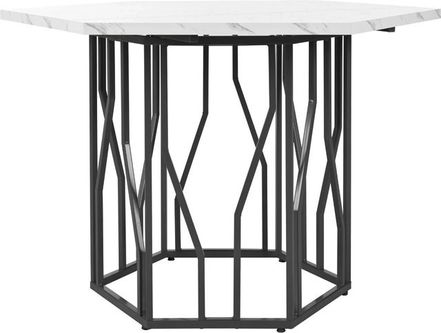 okwish Marmoroptik Esstisch und Couchtisch in Schwarz und Weiß, sechseckig, modern, B/T/H: 115 x 100 x 75 cm - Bild 1