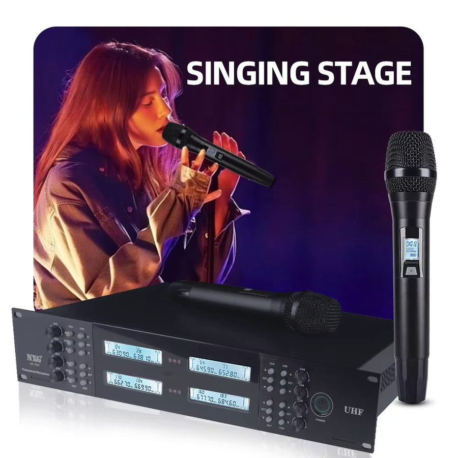 Yamnweo UK-800 Professionelles 8-Kanal UHF-Funkmikrofonsystem für Rackmontage mit 8 dynamischen Handmikrofonen in Schwarz - Bild 2