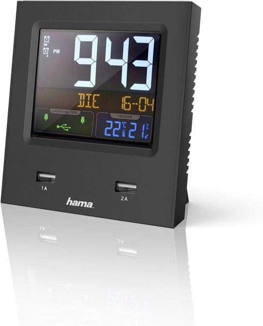 Hama Funkwecker Dual-USB mit LED-Farbdisplay und USB-Ladefunktion - Bild 1