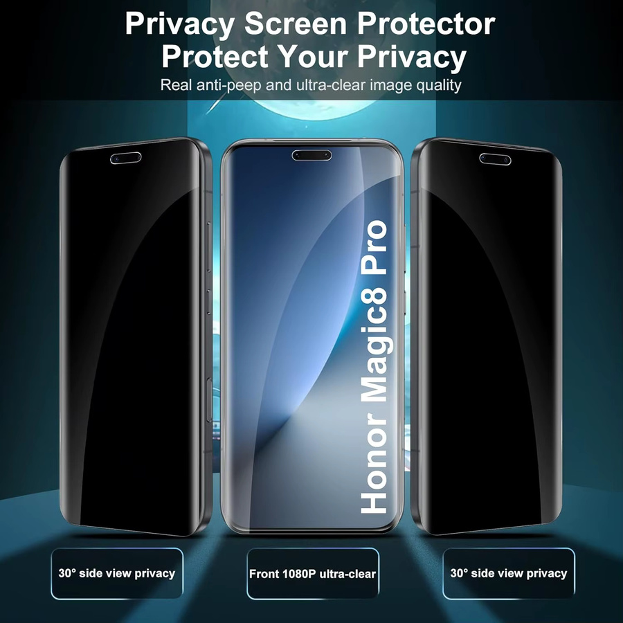 3D-Displayschutzfolie aus gehärtetem Glas mit gebogener Passform und Kameraobjektiv für Honor Magic 8Pro, transparent - Bild 3
