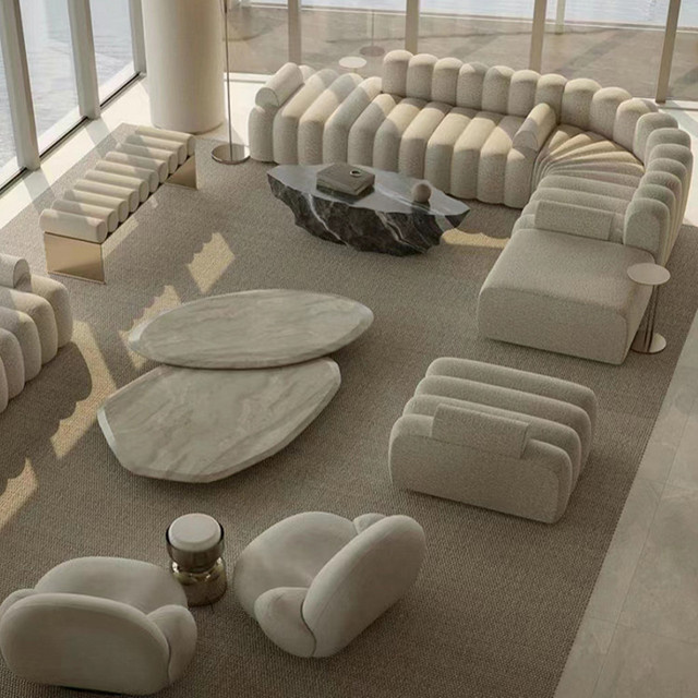 DUTRIEUX Designer Lounge-Suite minimalistisches Polstersofa mit passenden Sitzpuff für Wohnzimmer, Schlafzimmer oder Outdoor-Bereich - Bild 1