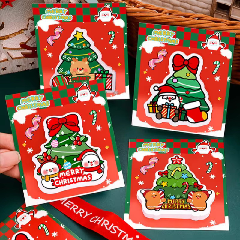 Niedliche Weihnachtsbaum-Haftnotizen im Kawaii-Design für Büro und Schule, Mehrfarbig - Bild 4
