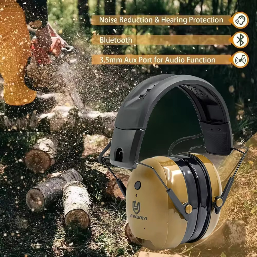YHKEMA Bluetooth-Kopfhörer mit Geräuschunterdrückung und elektronischem Gehörschutz als taktische Ohrenschützer in Braun - Bild 4