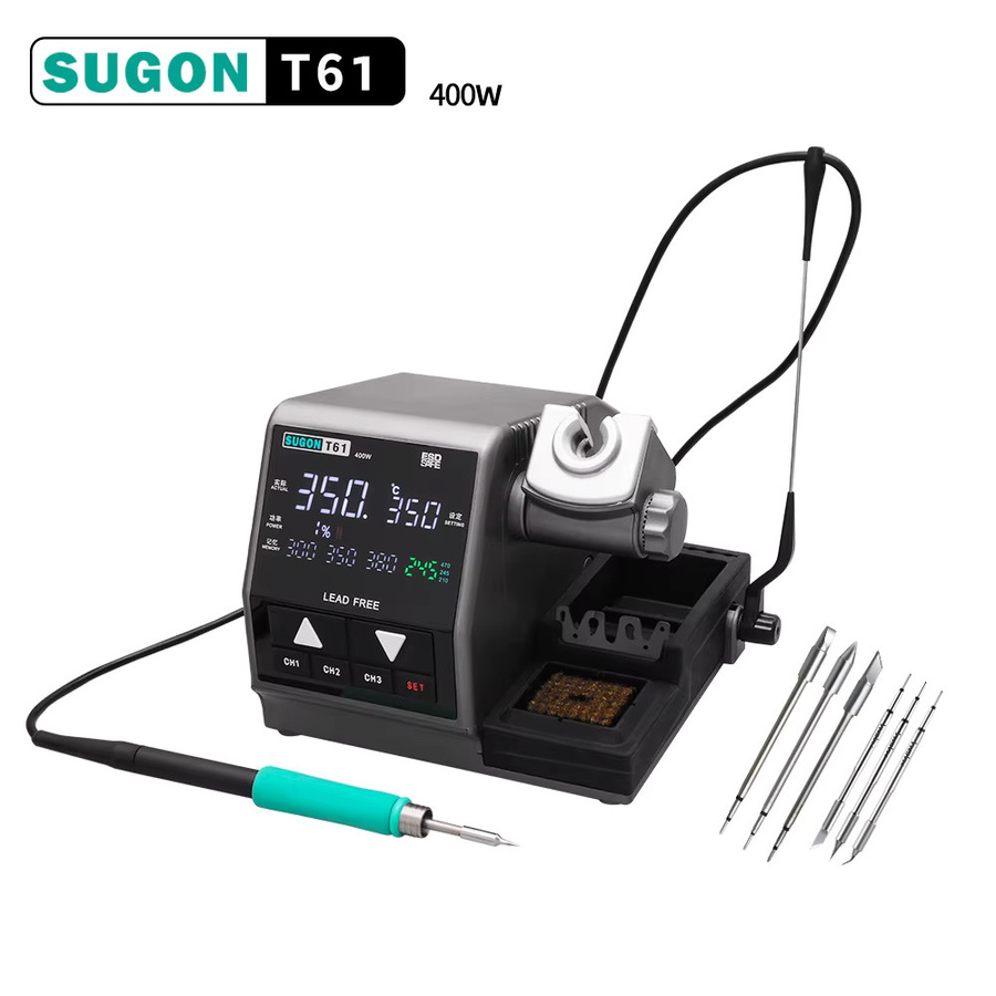 SUGON T61 Lötstation 400W kompatibel mit Lötspitzen C470, 245 und 210 für große Lötstellen als Schweiß- und Rework-Station - Bild 2