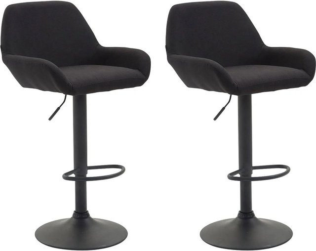DELUKE Barhocker DUBLIN 2er Set Schwarz Stoff mit Lehne und 360 Grad Drehsitz - Bild 1