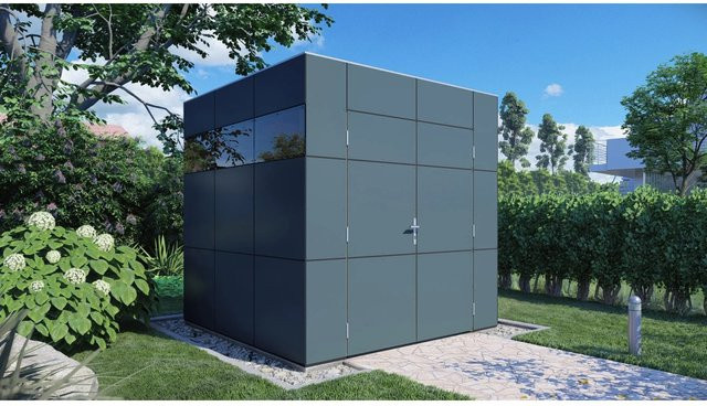 Bertilo Gartenhaus HPL 1 in Anthrazit-Weiß mit modernem Design und Flachdach, B/T: 230 x 228 cm - Bild 1
