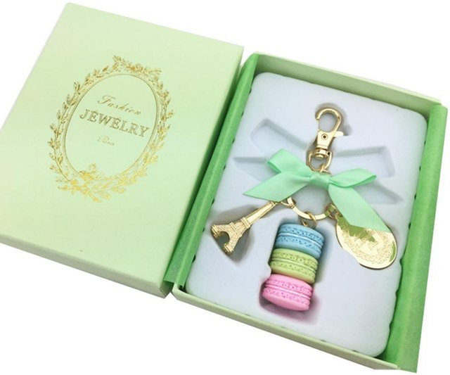 Weikesi Schlüsselanhänger, Schleife, Macaron, Eiffelturm, Grün, Damen - Bild 1