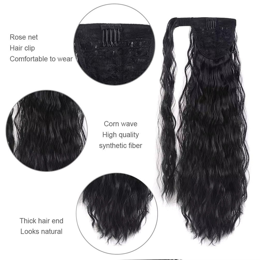 G&T Wig Pferdeschwanzverlängerung, Corn Wave Clip-in, lockig, Damen - Bild 4