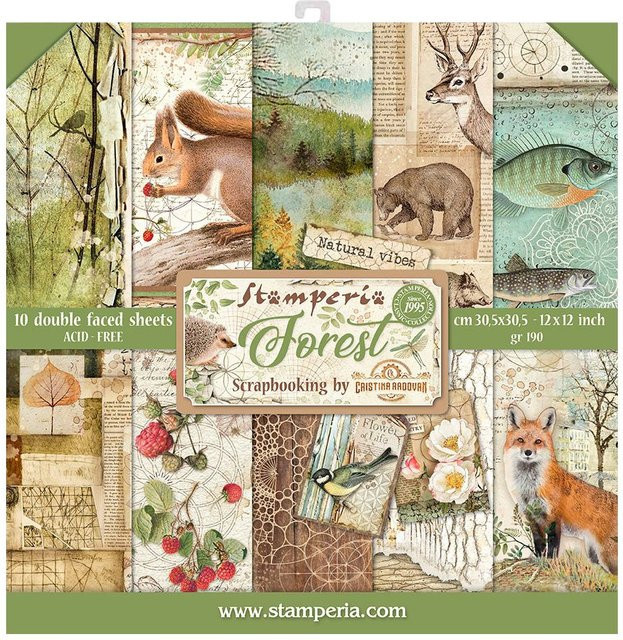 Stamperia Scrapbook-Block Forest in Multicolor - Bild 1