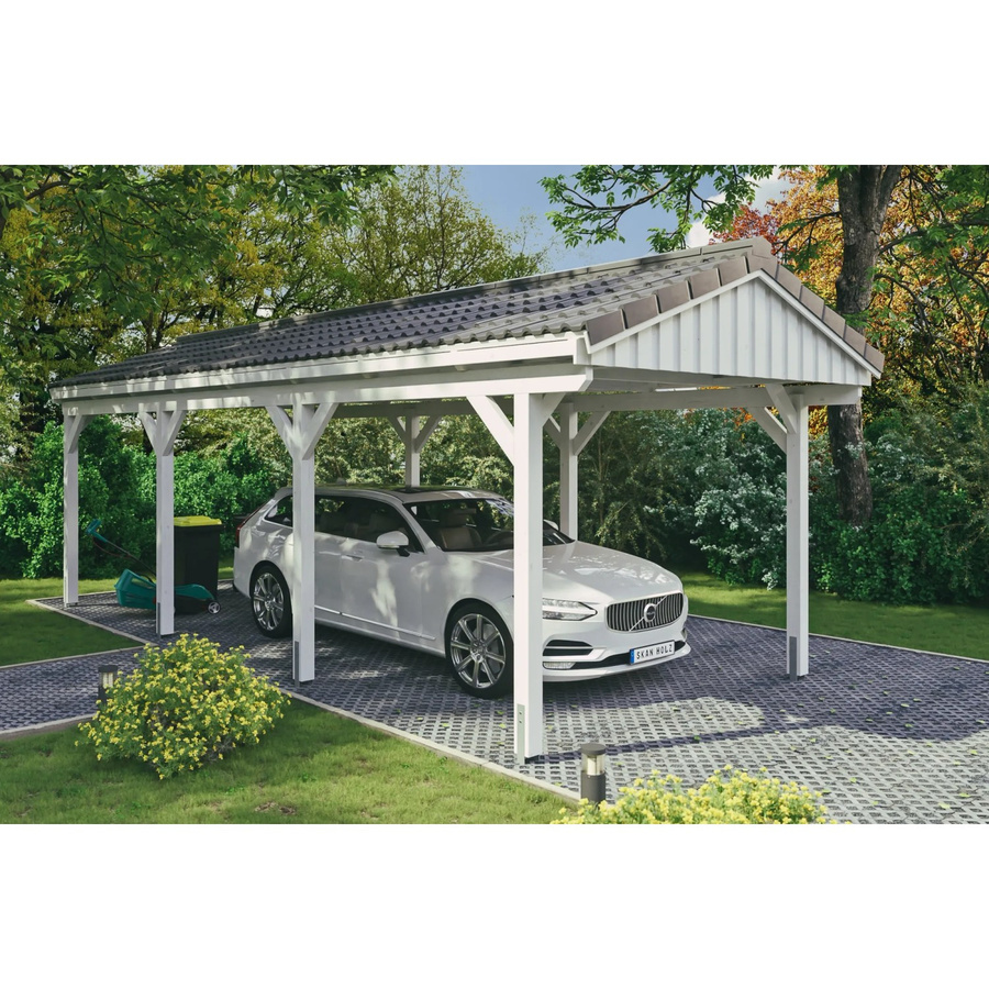 Skan Holz Carport Fichtelberg aus Fichte in Weiß, B/T: 317 x 808 cm, Höhe: 303 cm - Bild 2