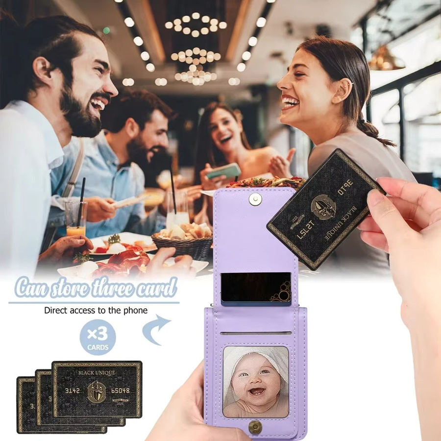 Modische V-förmige Leder-Umhängetasche als Handyhülle für Samsung Galaxy Z Flip 7, 6, 5, 4, 3 in Gold mit integrierter Kartentasche und stoßfestem Schutz - Bild 6