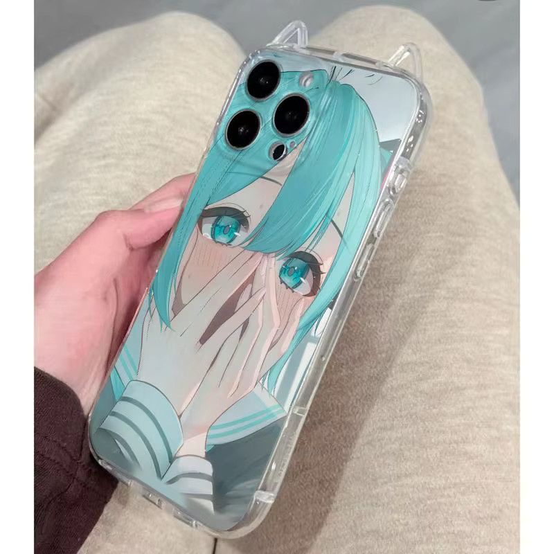 Transparente Handyhülle mit süßem Comic-Mädchen und Kätzchen für iPhone Modelle 7 bis 16 Pro Max sowie SE und XR - Bild 5