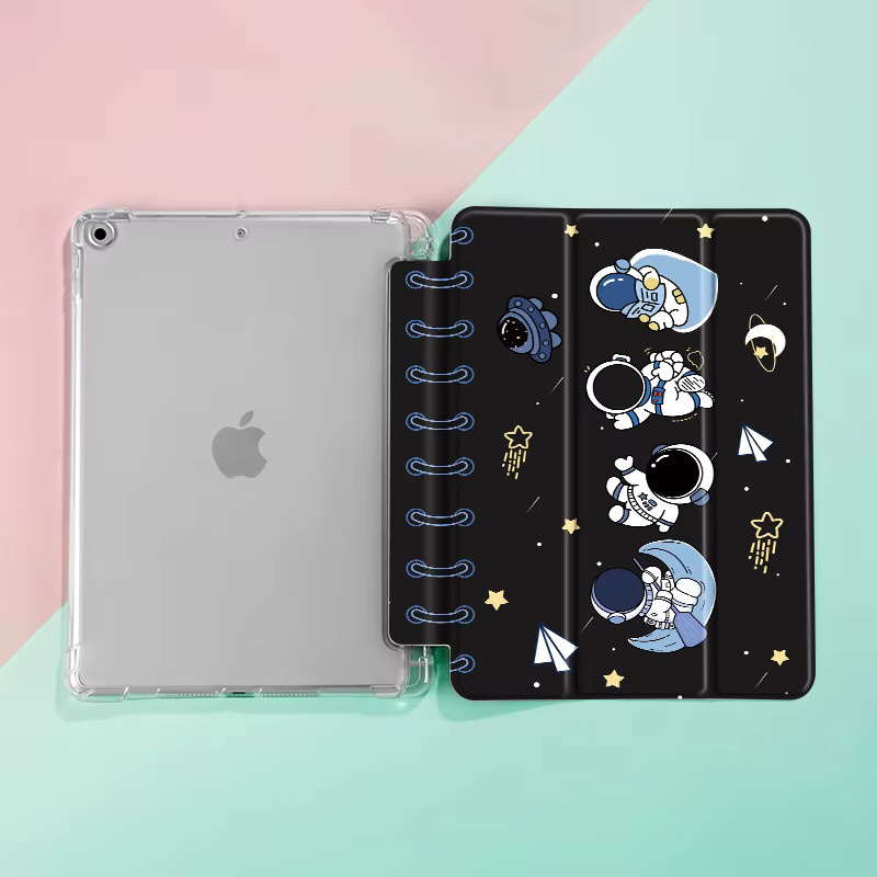 OLAIKE Kosmonauten iPad Hülle mit Stifthalter und Auto Wake/Sleep Funktion für iPad Air 4/5 10,9 Zoll, iPad Pro 12,9 Zoll und iPad Mini 4/5/6 in Grün und Schwarz - Bild 2
