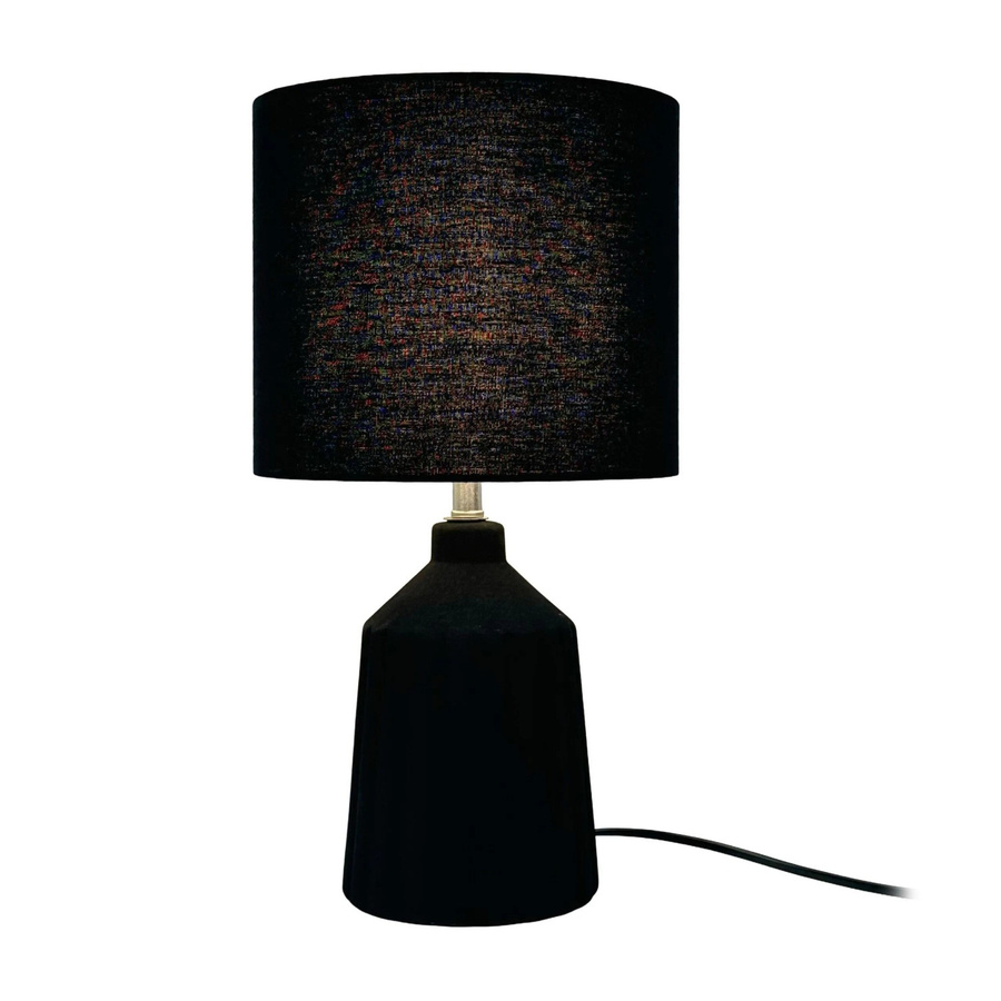 Relaxdays Tischlampe aus Keramik und Leinen mit Eisenfuß, Höhe: 42 cm, Breite: 23 cm, Tiefe: 23 cm - Bild 2