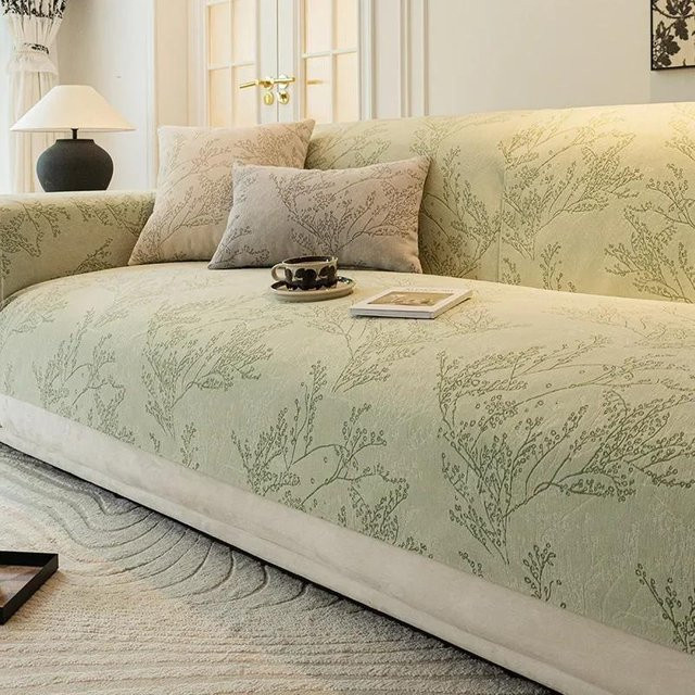 Yupartex Chenille Sofabezug für Ecksofas, Grün, B/B: 70 x 70 cm, rutschfest und waschbar - Bild 1
