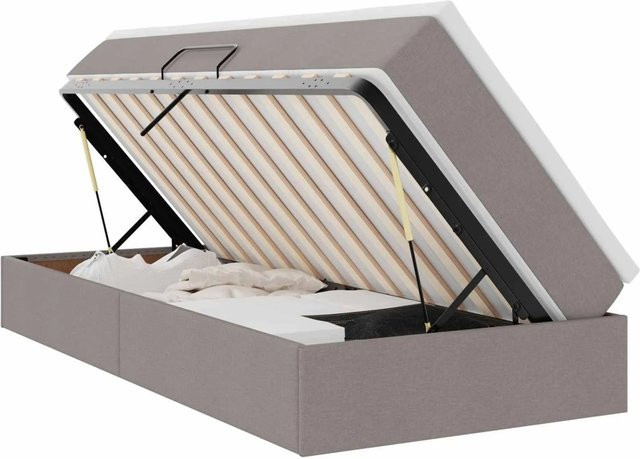 vidaXL Aufbewahrungsbett mit Matratze in Taupe, B/T/H: 90 x 200 x 48,5 cm - Bild 1