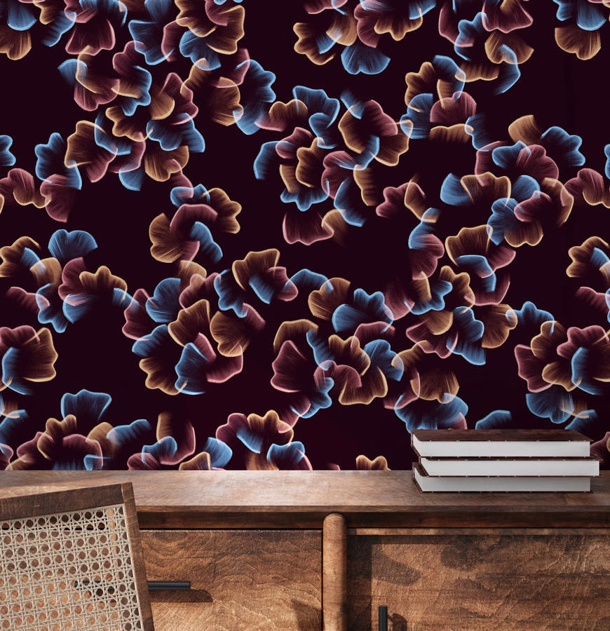 Isidore Leroy Wandbild Mural Printemps in Bordeaux und Multicolour als abstrakter Textildruck - Bild 1