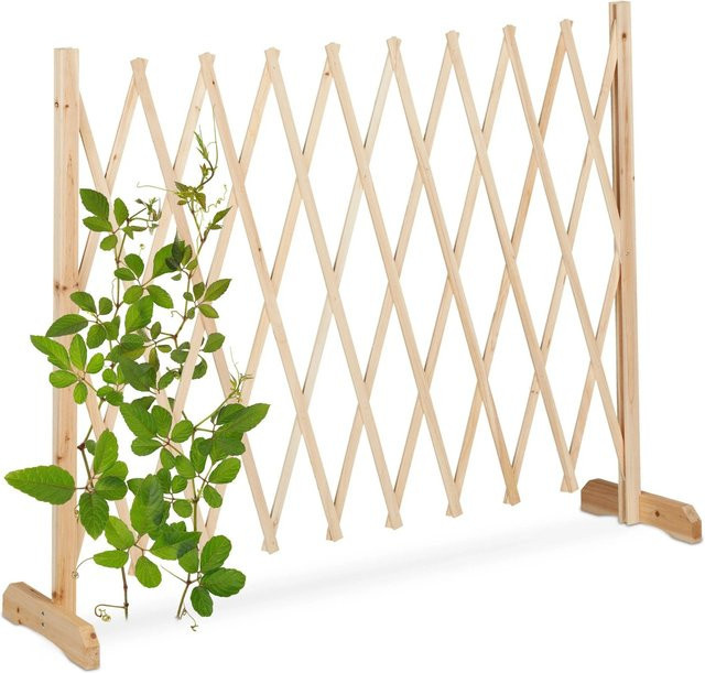 Relaxdays Rankgitter aus Tannenholz in Natur, freistehend und ausziehbar, B: 90 cm, T: 28 cm, H: 25-275 cm - Bild 1