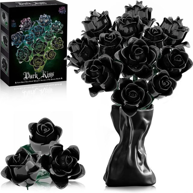 AMAZINGBLOKS Schwarzes Rosen-Baustein-Set, 12-teiliges Set, ab 14 Jahren - Bild 1