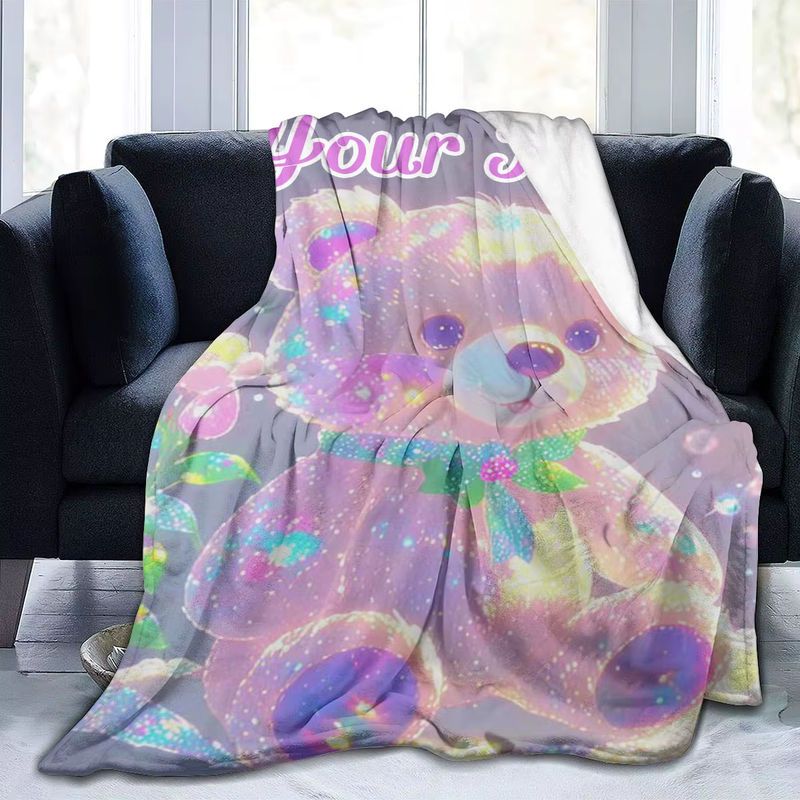 Personalisierte Flaneldecke mit Bären-Motiv von ZIZ in farbenfroh mit individuellem Namen - Bild 4
