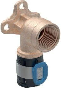 Geberit Anschlusswinkel FlowFit 90 Grad aus Messing, d= 20mm x Rp 3/8 x 36mm, Silber - Bild 1