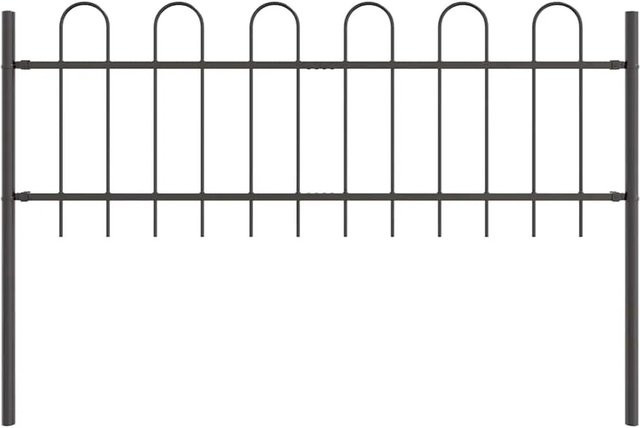 vidaXL Gartenzaun aus pulverbeschichtetem Stahl in Grau, B: 8,5 m, H: 0,6 m - Bild 1