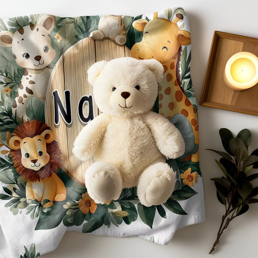 VIKAMA Kinderdecke mit Dschungeltier-Print, weiche und warme Babydecke aus Polyester, Mehrfarbig, B/T: 90 x 60 cm - Bild 4