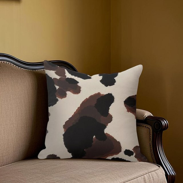 Potdemiel Jacquard-Kissenhülle mit Kuhmuster in Beige, quadratisch, B/T: 50 x 50 cm - Bild 1