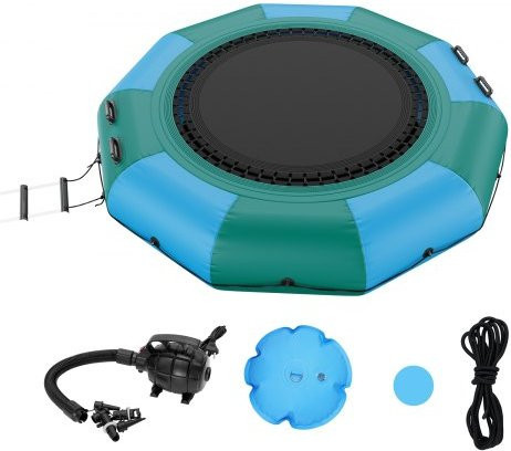 VEVOR Aufblasbares Wasser-Trampolin mit 3-stufiger Leiter und elektrischer Luftpumpe, 3 m Floating Rebounder für Pool und See - Bild 1