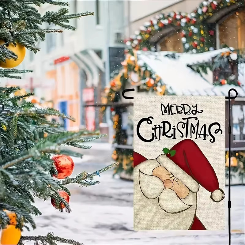 VIKAMA Weihnachtsmann-Flagge Frohe Weihnachten, dekorative Winterflagge für Garten und Haustür, Mehrfarbig, B/H: 45 x 30 cm - Bild 3