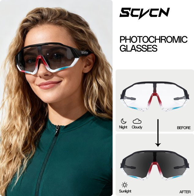 SCVCN Sportsonnenbrille, Herren, Vollrand, Photochrom, Kunststoff - Bild 1
