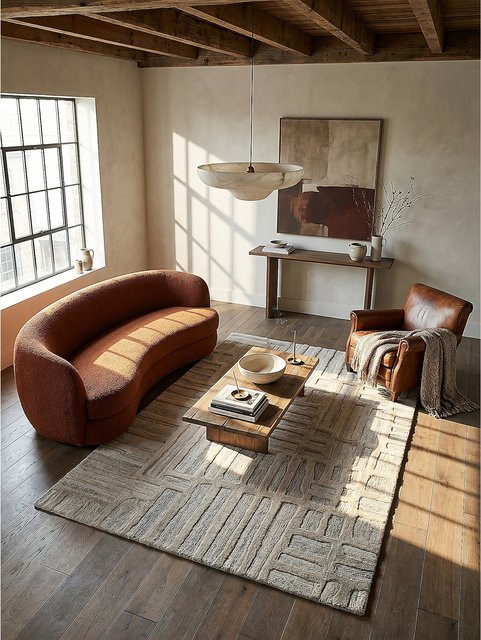 Wollteppich Kurzflor EDALE Kadima Design in Natur/Beige mit abstraktem Muster B: 200 cm, T: 300 cm - Bild 1