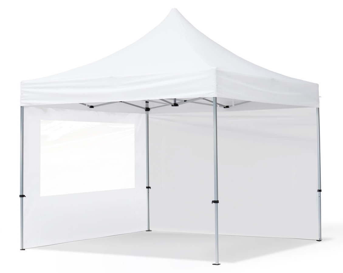 TOOLPORT Aluminium Faltpavillon mit 2 Seitenteilen, weiß, B: 3 m x B: 3 m - Bild 1